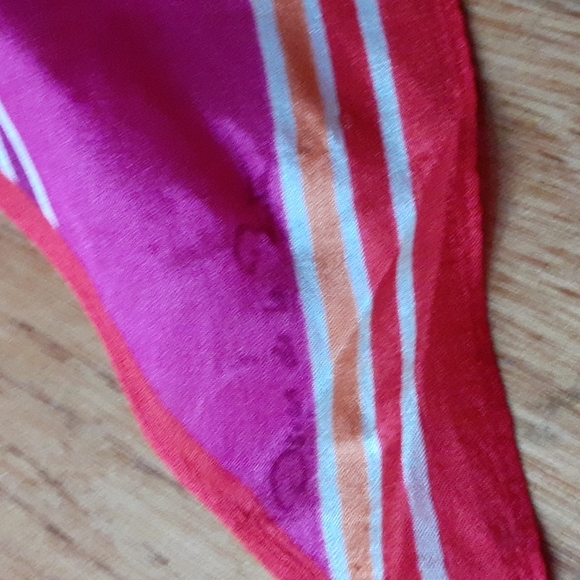 Vtg Oscar de la Renta Colorful Stripe Silk Scarf 7"×72" - Picture 3 of 7